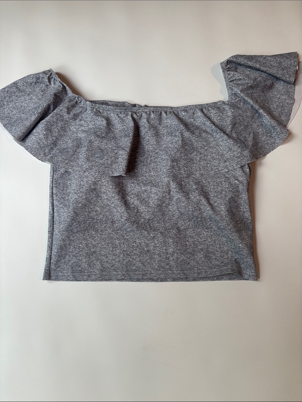 Off-Shoulder Ruffle Women's swim top- Gray